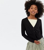 New Look Girls Black Fine Knit Cardigan